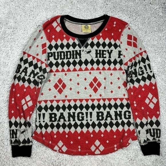 DC Comics Shirt Girls Extra Large Harley Quinn Suicide Squad Hey Puddin Thermal - Picture 1 of 3